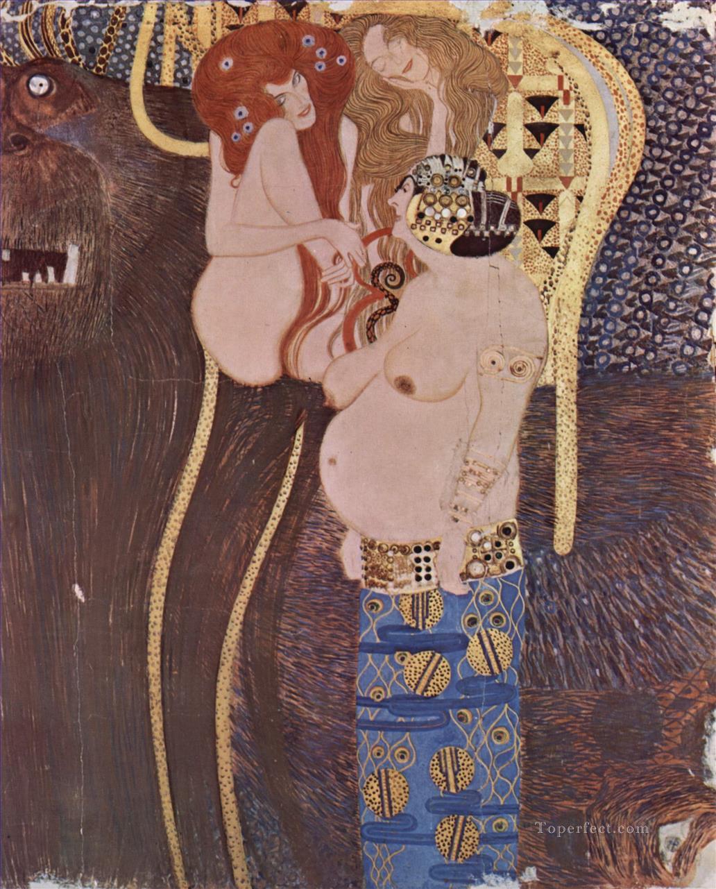 Der Beethovenfries Wandgemaldeim Sezessionshausin Wienheuteosterr 2 Symbolism Gustav Klimt Oil Paintings